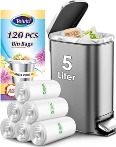 1.2 Gallon 120 Counts Strong Trash Bags Garbage Bags, Bathroom Trash Can Waste B - Picture 1 of 12