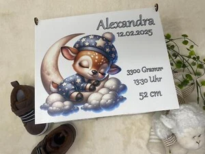 Erinnerungskiste Personalisiert Holz Geschenk zur Geburt Taufe Baby Rehkitz - Bild 1 von 7