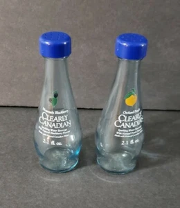 Vintage Clearly Canadian Glass Bottle Salt & Pepper Shaker Set Peach Blackberry - Picture 1 of 6