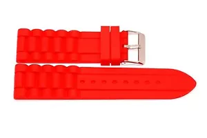 RED 24MM RUBBER WATERPROOF SPORT DIVER WATCH BAND STRAP - Picture 1 of 1