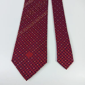 Renoma Men's Sparkle Tie Red Geometric Glitter Necktie - Picture 1 of 8