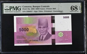 Comoros 5000 Francs 2006 P 18 a Superb Gem UNC PMG 68 EPQ - Picture 1 of 3