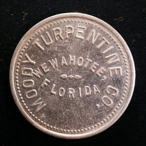 SELTEN - R10 Florida Holzmarke - Moody Terpentine Co., 25¢, Wewahotee, Fla. - Bild 1 von 2