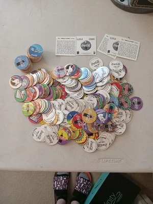 Huge Lot Coca Cola Pogs Coke Caps 1995 300+ Full Set Of 40 Collect A Card - Image 1 of 4