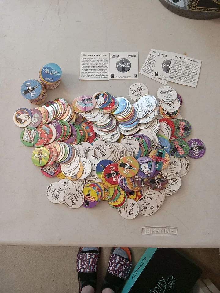 Huge Lot Coca Cola Pogs Coke Caps 1995 300+ Full Set Of 40 Collect A Card - Image 1 of 4
