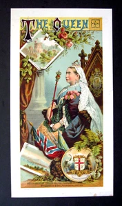 Scarce Original 1880s Tobacco Caddy Crate Label - THE QUEEN - LAST CHANCE! - Picture 1 of 2