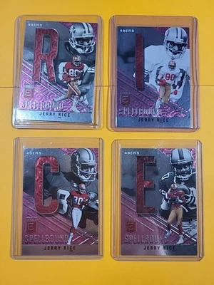 Juego de 4 2021 Panini Elite Jerry Rice San Francisco 49ers rosa encuadernado con hechizos  Foto 1 de 4