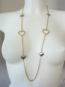 Collar de cadena de acero inoxidable cadena larga oro con colgante corazón oro - plata - Imagen 1 de 1