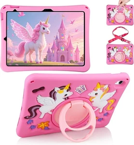 Funda para iPad A16 11ª 2025 iPad 10ª Generación Funda para Niños Linda Unicornio ROSA - Imagen 1 de 9