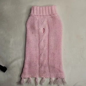 MAGLIONE rosa maglia cavo frange collo alto cane S piccolo animale domestico cucciolo pull-over - Foto 1 di 3