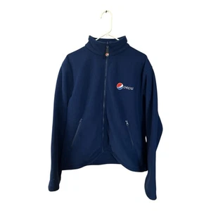 Vintage Pepsi Langarm Reißverschluss Fleecejacke blau Erwachsene Größe Herren M Stehkragen Logo - Bild 1 von 5