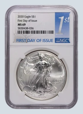 Pack of 5 - All 2020 *NGC MS 69 American Silver Eagle - Image 1 of 2