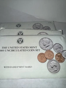 Lot Of 3 1989 P&D Uncirculated Mint Sets - Picture 1 of 7