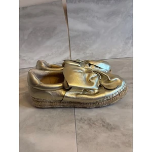J/Slides scarpe donna Reese platform espadrillas platino pelle oro taglia 8 - Foto 1 di 11