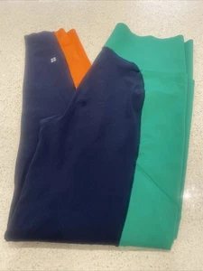 Sweaty Betty Power High Waist Colour Block Leggings Full Length Large Navy Green - Picture 1 of 9