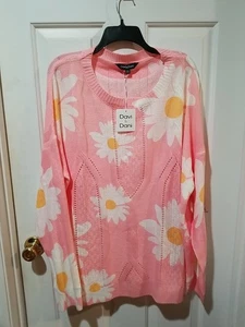 Suéter tejido ligero Davi & Dani rosa margarita para mujer talla XXL NUEVO CON ETIQUETAS venta al por menor $36 - Imagen 1 de 7