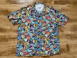 Disney Parks Hawaii Camp Hemd Herren XL Attraktionen Knopfleiste belüftet - Bild 1 von 8