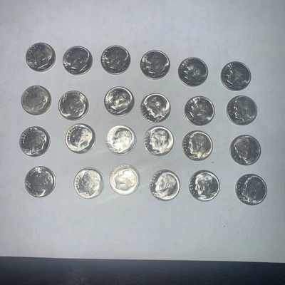 Lote de monedas de diez centavos Roosevelt 1955 D (24) 90 % plata Foto 1 de 4