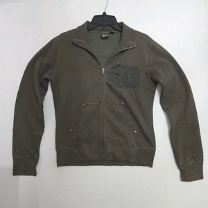 Women's Volcom Olive Green Full Zip Fleece Sweater Size Large - Picture 1 of 11