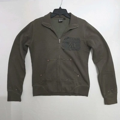 Women's Volcom Olive Green Full Zip Fleece Sweater Size Large - Image 1 of 4