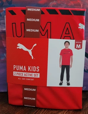 Puma Boys Active Classic Short Sleeve Tee and Jogger Set M - Image 1 of 2
