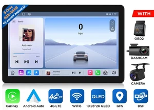 Premium 10.95" Car Stereo Android 13 6GB+64GB GPS 4G LTE Wireless Apple CarPlay - Picture 1 of 23