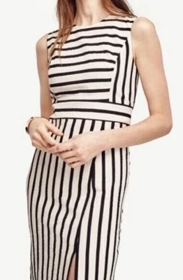 $188 Ann Taylor Petite Linen Blend Striped Size 10P Sleeveless Textured Sheath  - Image 1 of 4