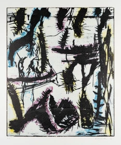 H. MODERSOHN (*1948), Stachelige, abstrakte Komposition, 1996, Farbholzschnitt - Picture 1 of 5