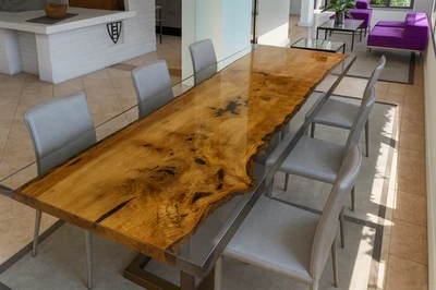 Transparent Epoxy & Natural Wood tabletop – Dining and office tabletop 60"X24" - Image 1 of 4