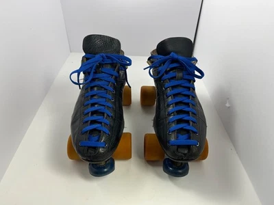 Riedell 595 Speed Skates Leather mens 12 Fanjet wheels Satellite plates 1980s - Image 1 of 4