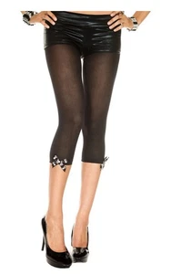MUSIC LEGS skulls CROSSBONES bows FOOTLESS capri leggins TIGHTS stockings - Picture 1 of 4