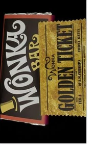 A5 Wonka bar/ ticket (IMAGE) ON EDIBLE ICING SHEET CAKE TOPPER  - Picture 1 of 1