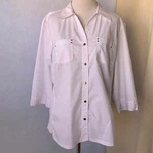 White Brass Embellished Button Down Blouse - Picture 1 of 12