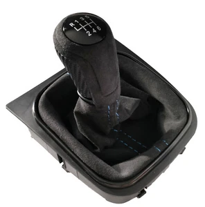 FÜR VW GOLF 5 6 EOS SCIROCCO SCHALTSACK ALCANTARA SCHALTKNAUF CARBON 6 GANG BLAU - Bild 1 von 2