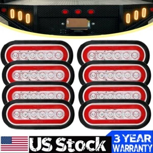 8 luces ovaladas de parada/giro/cola/freno para camión remolque 6 LED selladas rojas amarillas 6" - Imagen 1 de 7