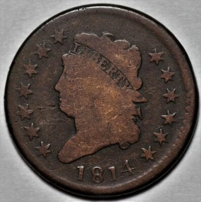 1814 Classic Head Large Cent - Plain 4 - US 1c Copper Coin - Image 1 of 4