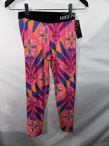 Women's Nike Pro Printed Cropped Training Tights BV2975-639 Multi Color Small - Picture 1 of 5