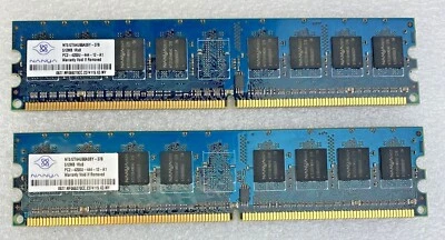 2x 512MB Nanya NT512T64U88A0BY-37B 4200U 1Rx8 DDR2 PC desktop memory RAM - Image 1 of 4
