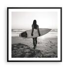 Affiche Poster 60x60cm Tableaux Image Photo Femme Plage Surf Wall Art