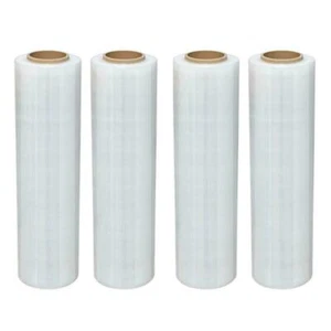 4 Rolls 80 Gauge Hand Stretch Film Shrink Pallet Wrap 18" X 1500 SQFT Heavy Duty - Picture 1 of 1
