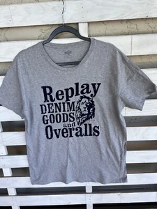 Replay Men's T-Shirt Short Sleeves Grey Graphic Size XL. - Picture 1 of 15