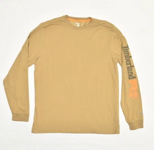 Timberland Men's T Shirt Long Sleeve Crew Neck Cotton Brown Size M Pro Wickwork - Picture 1 of 8