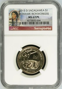 :2015-D $1 NATIVE AMERICAN NGC MS67PL PROOF-LIKE IRONWORKERS RARE R6 HIGH GRADES - Picture 1 of 2