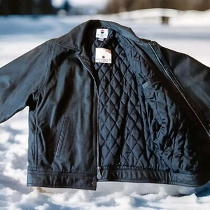 Vintage Pepsi Genuine Leather Black Jacket Nothing Else Is A Pepsi Bomber 90s XL - Picture 1 of 15