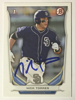 2014 Bowman Baseball Card #DP112 Nick Torres San Diego Padres Autographed - Image 1 of 4