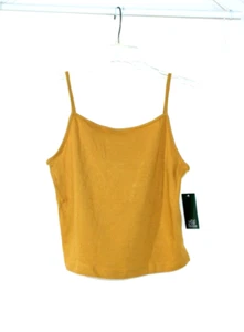 NWT Wild Fable Women's Slim Fit Cropped Gold Cami Tank Top Sz L - Picture 1 of 10