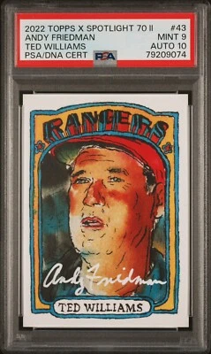 2022 Topps Spotlight 70 II Ted Williams #43 PSA 9 DNA 10 Andy Friedman Auto - Image 1 of 3