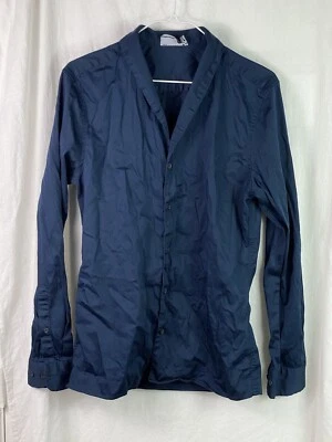 ASOS Design Shirt Mens Size Small Button Up Long Sleeve Dark Blue Slim Fit - Image 1 of 4