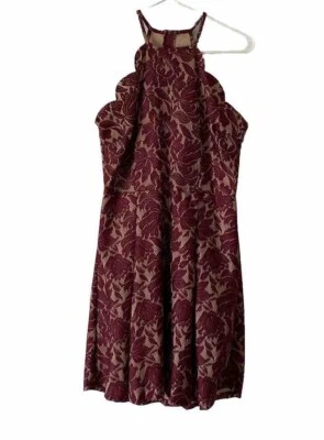 Vestido Charlotte Russe Rosa Grande Sin Mangas Vieira Encaje Cuello Alto Ajuste Acampanado Nuevo Foto 1 de 4