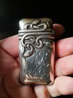Superior Antique Coiled Snake Silver Match Safe / Vesta Case